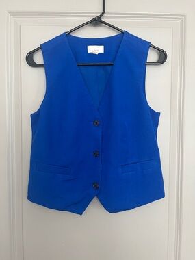 LOFT Linen Royal Blue Tailored Vest